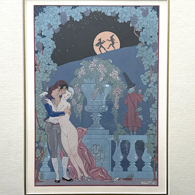 An original Art Deco pochoir illustration by George Barbier, dated 1923, from the celebrated portfolio Fantôches. This...