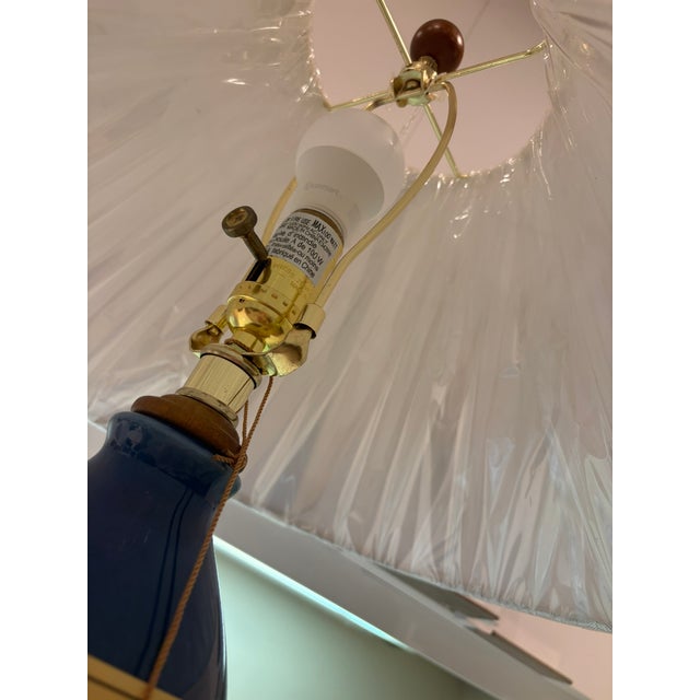Late 20th Century Ralph Lauren Cobalt Blue Porcelain Double Gourd Table Lamp For Sale In Miami - Image 6 of 9