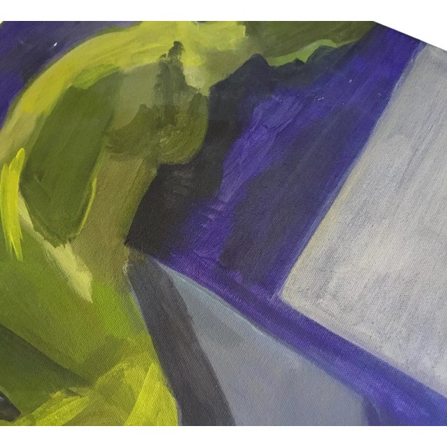 Textile Vintage Painting - Female Nude in Purple Room - Later 20th C. For Sale - Image 7 of 8