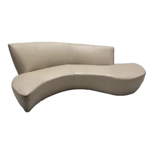 Mid Century Modern Vladimir Kagan Style Asymmetrical Serpentine Bilbao Sofa Newly Reupholstered in Leather