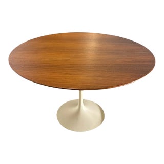 1970s Early Knoll Saarinen Teak Top Tulip Round Dining Table For Sale
