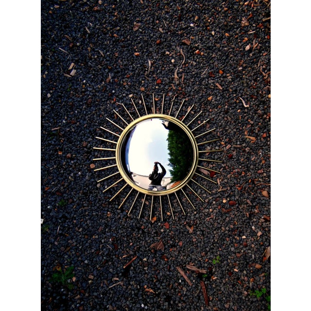 Mid-Century Modern Witch Eye Sunburst Mirror in Gold Brass, 1960s For Sale - Image 10 of 10