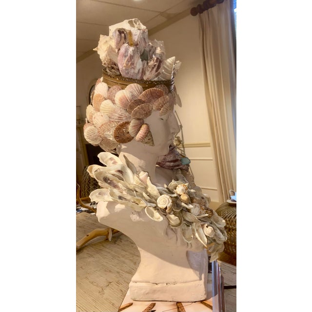 Shell Encrusted Bust by May River Neptune - Custom Painted in Farrow ...