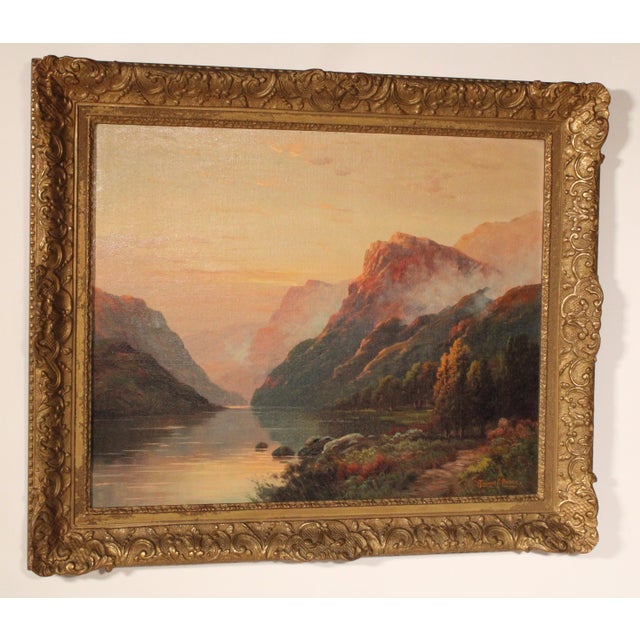 Hudson River Valley landscape painting by Thomas C. Blake (born 1890). Oil on canvas. Nicely framed. Frame dimensions,...