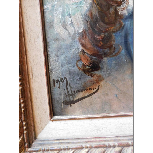 Impressionist Lieven Herremans (1858–1931) Oil Portrait of Young Girl, Signed & Dated 1909 For Sale - Image 3 of 4