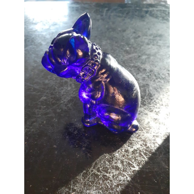 Vintage Westmoreland Cobalt Blue Bulldog Figurine For Sale - Image 4 of 7