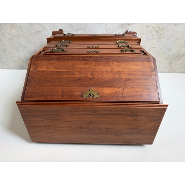 Vintage Queen Anne Style Solid Cherry Slant-Front Secretary Desk For Sale - Image 10 of 12