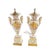 Pair of 19th century gold gilt porcelain European vases converted into a lamp. N Napoleon mark on stand and on back of the...