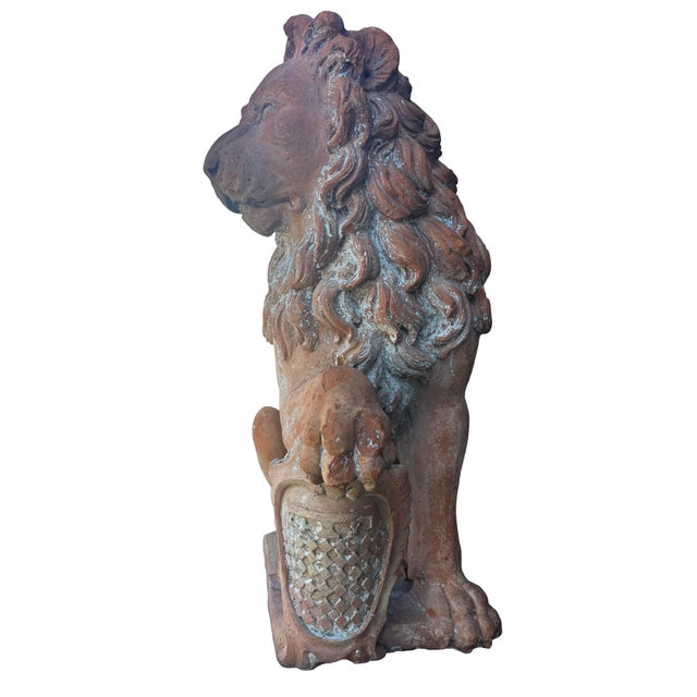 Pair of Italian Terracotta Lions For Sale - Image 10 of 11