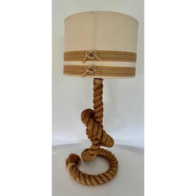 Textile Large Mid-Century French Rope Work Table Lamp in the Style of Audoux-Minet For Sale - Image 7 of 7