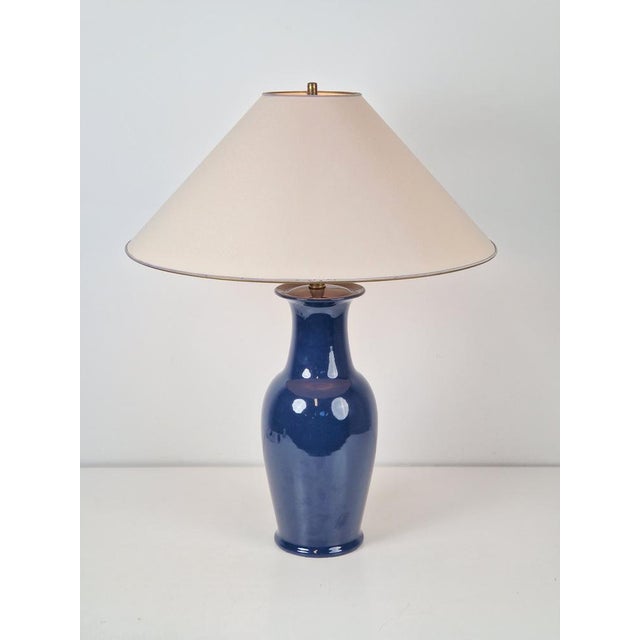 Hollywood Regency Vintage Jar Table Lamp in Ceramic and Brass, 1970 For Sale - Image 3 of 9