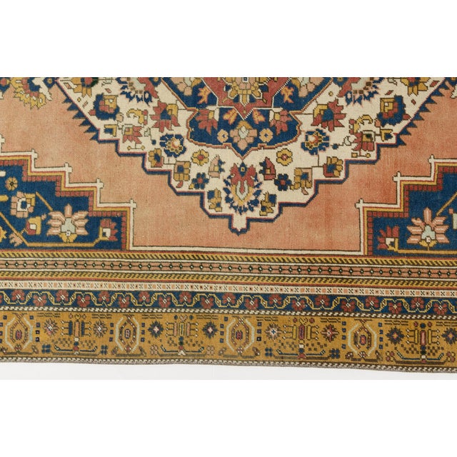 Vintage Turkish Area Rug, Hand-Knotted Wool, Traditional Anatolian Medallion Design For Sale - Image 10 of 10