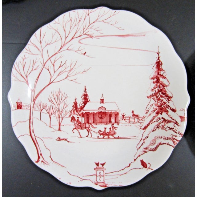 2000 - 2009 Juliska Country Estate Ruby Party Plates 4 Landscapes With Box For Sale - Image 5 of 13