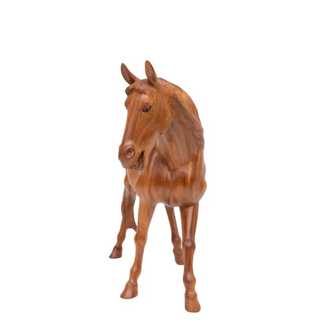 Hand-Carved Teak Horse, Bali, Indonesia, 1970s For Sale - Image 9 of 11
