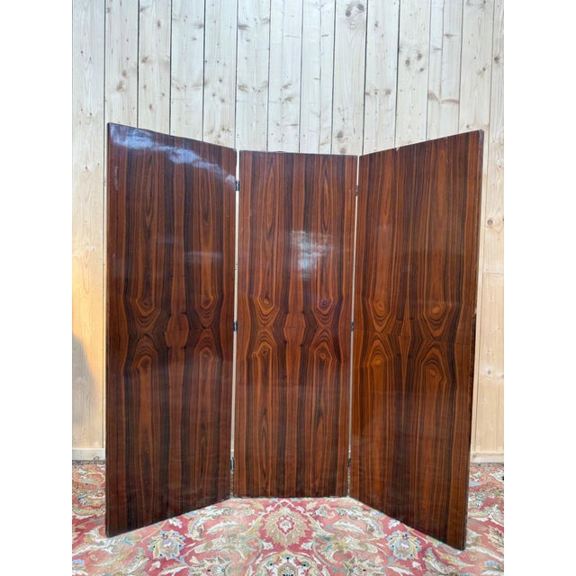 Wood Art Deco Triptych Screen in Walnut Veneer, 1930s For Sale - Image 7 of 7