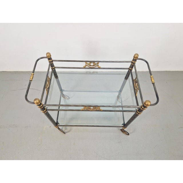 Regency Brass and Glass Serving Trolley, Italy, 1970s For Sale - Image 6 of 10