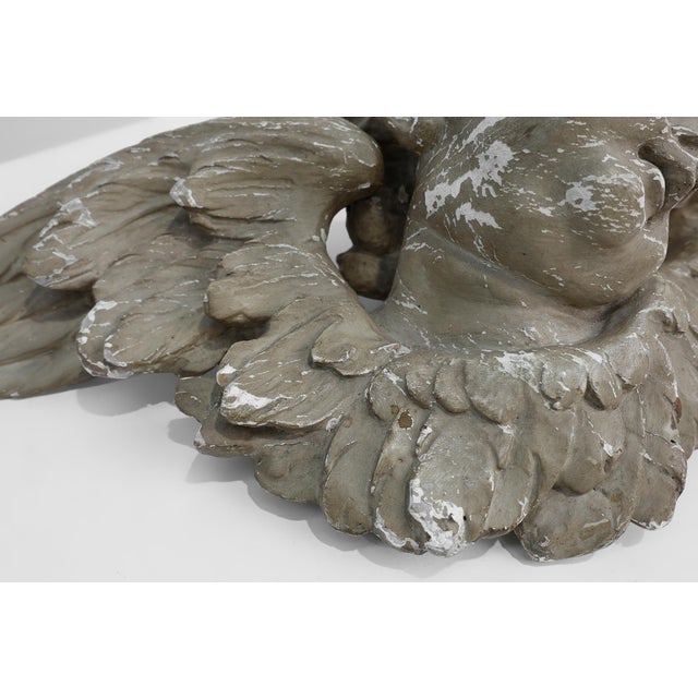 French Putti Sculpture in Limewood and Plaster, 18th Century For Sale - Image 10 of 12