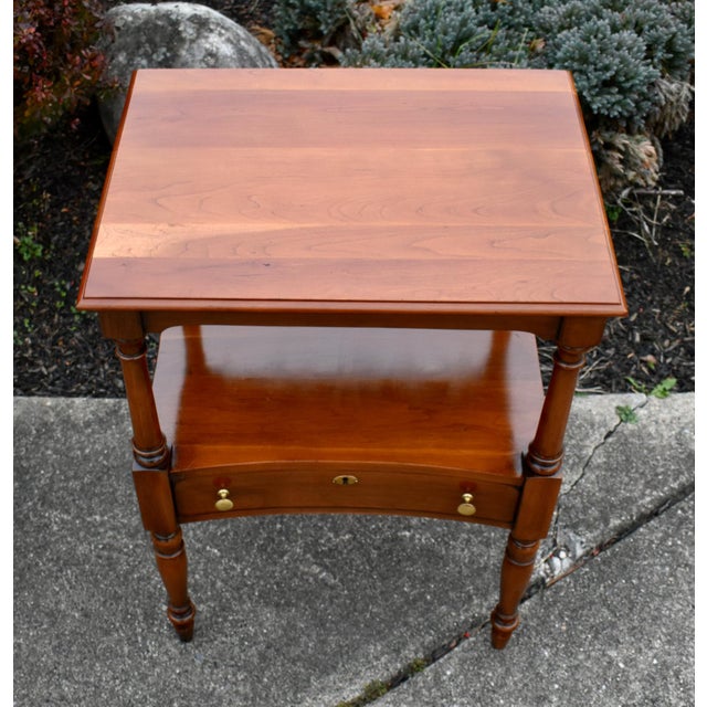 American Vintage Statton CherryWood Americana Style Side Table W/Drawer For Sale - Image 3 of 13