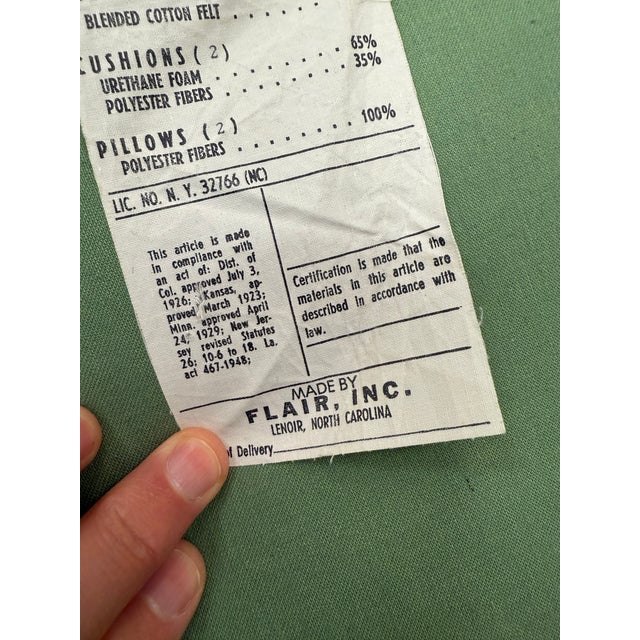 Green 1960s Mid Century Modern Loveseat by Flair Furniture in Bold Blue Green Floral Upholstery For Sale - Image 8 of 10