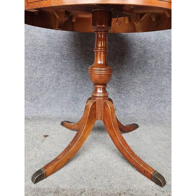 Mersman Late 20th Century Mersman Attributed Furniture Traditional Style Round Accent Table W Tooled Leather Top For Sale - Image 4 of 5