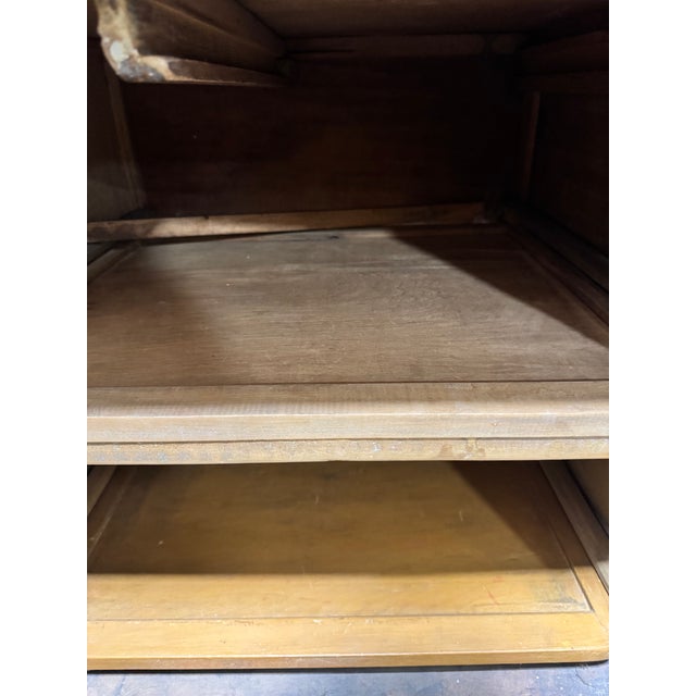 Paint Antique Sellers Hoosier Cabinet C1920 Quarter Sawn Oak Tambour Enamel Counter For Sale - Image 7 of 9