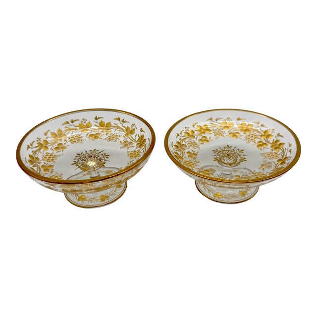 Pair of Belle Époque Gilt Glass Compotes / Dessert Dishes, circa 1890–1910 For Sale