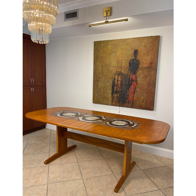Brown Large Mid-Century Extendable Danish Dining Table or MCM Teak Dining Table For Sale - Image 8 of 14