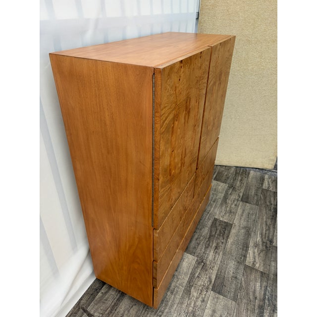 Refinished Mid-Century Modern Burl Wood Highboy Dresser in a Milo Baughman Style by Lane Altavista. Circa 1970s For Sale In Miami - Image 6 of 18