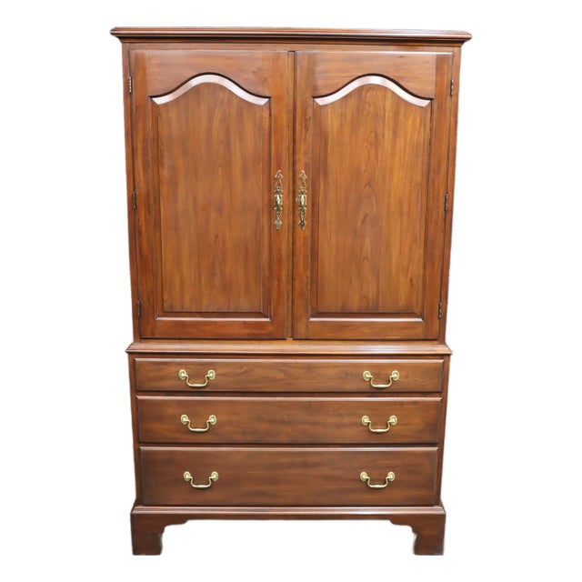 Henkel Harris Solid Cherry Linen Press / Armoire – Wild Black Cherry For Sale