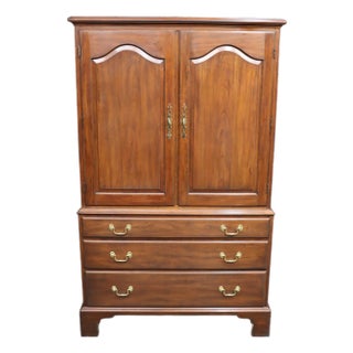 Late 20th Century Henkel Harris Solid Cherry Linen Press / Armoire – Wild Black Cherry For Sale