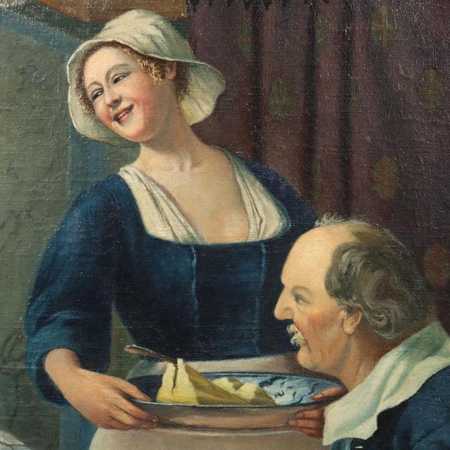 Interior Scene at Table, Oil on Canvas, Framed For Sale - Image 5 of 12