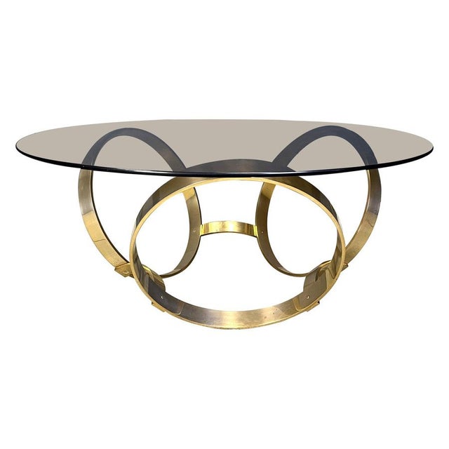Vintage Brass Coffee Table with Glass by Knut Hesterberg, 1970s For Sale - Image 15 of 15