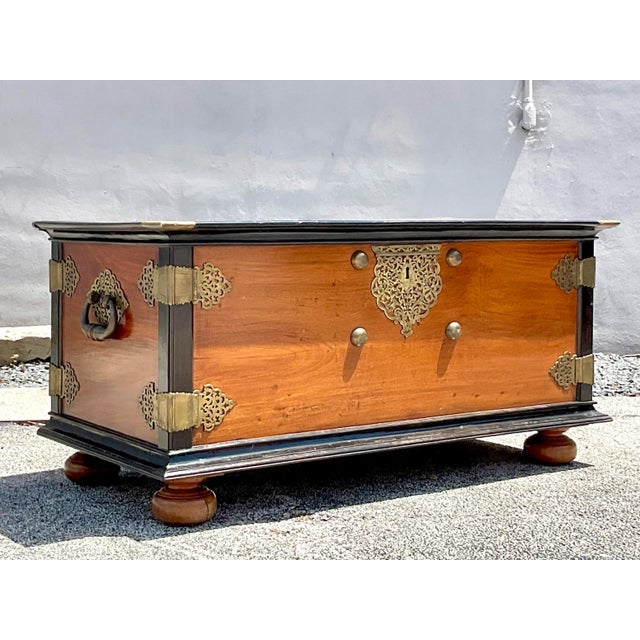 Boho Chic Late 20th Century Vintage Ebony and Mahogany Blanket Chest For Sale - Image 3 of 13