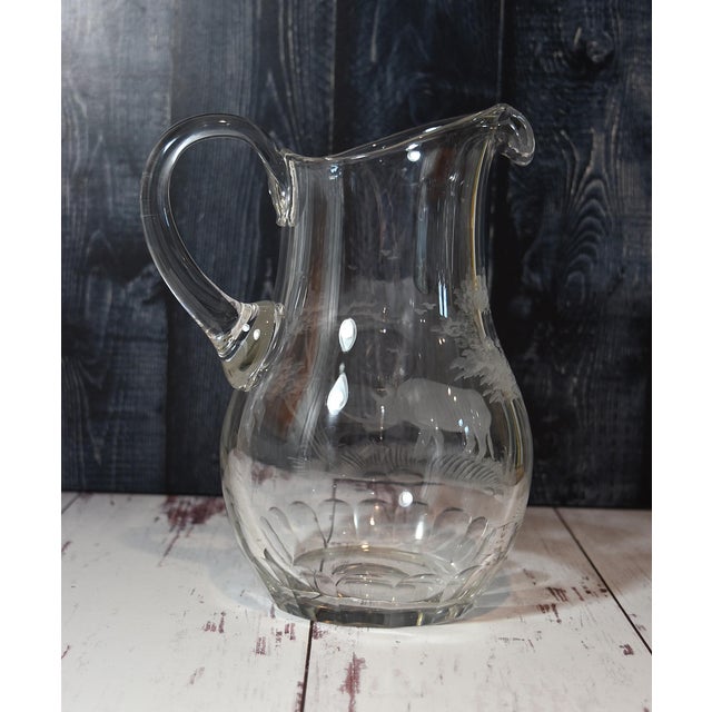 Mid 20th Century Kenyan-African by Queen Lace Large Rino Crystal Pitcher 62 Oz Safari Lover For Sale In Philadelphia - Image 6 of 14