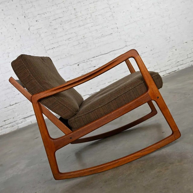 Mid 20th Century Scandinavian Modern Teak Model 120 Rocker Ole Wanscher France & Son John Stuart Co For Sale - Image 5 of 13