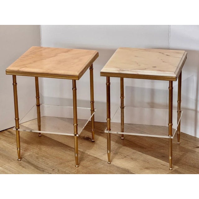 Mid 20th Century Pair of French Brass Side Tables, Mid-20th C. For Sale - Image 5 of 7