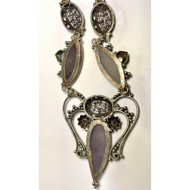 Gemstone Gemstone Necklace Victorian Style Iolite Sunstone Sterling Silver Necklace For Sale - Image 7 of 7