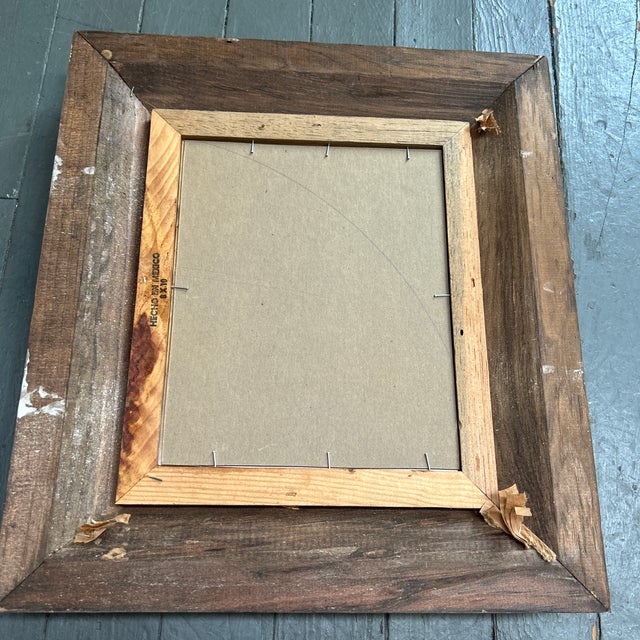 1960s 1960’s Original Female Nude Woodblock Print in Vintage Whitewash Wood Frame For Sale - Image 5 of 5