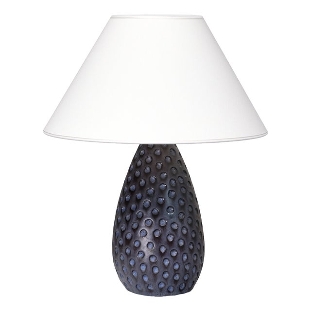 Drop-Shaped Dimpled Ceramic Table Lamp from Helge Østerberg, Denmark, 1950s For Sale