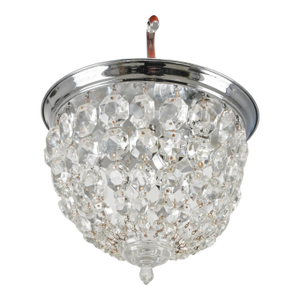 Late 20th Century Restored 9 In. Faceted Crystal Flush Mount Ceiling Light