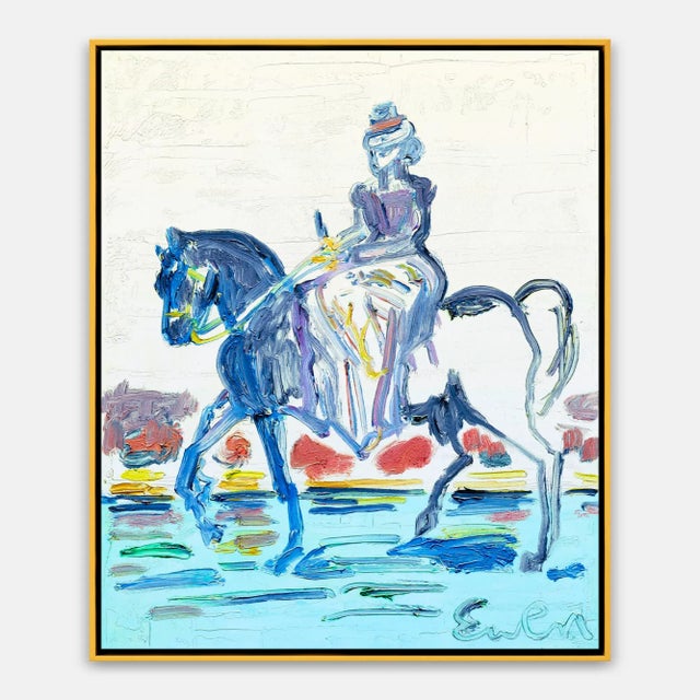 Anne-Louise Ewen Riding Lady by Anne-Louise Ewen in Gold Frame, Small Textured Art Print For Sale - Image 4 of 4
