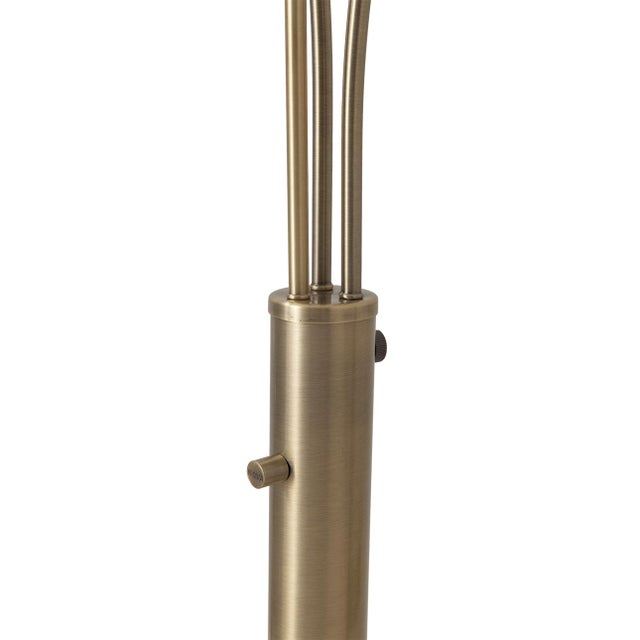 Metal Bloom 3-Light Floor Lamp - Weathered Brass, White Marble Base For Sale - Image 7 of 8