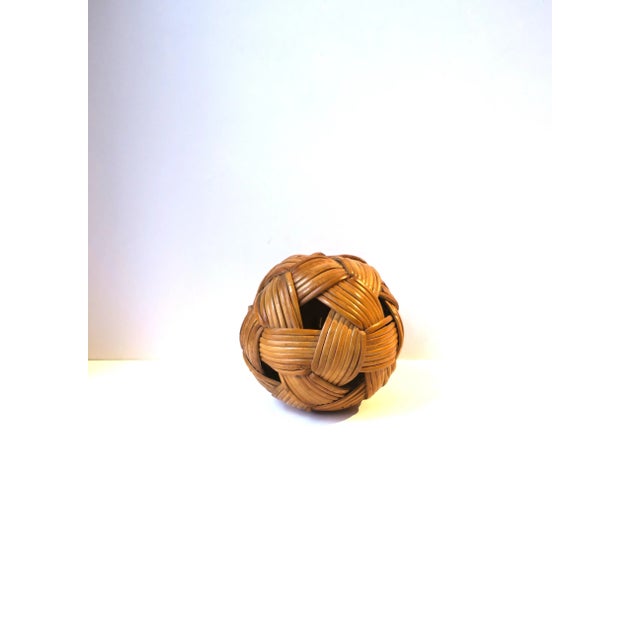 Wicker Rattan Ball Sphere Decorative Object Chinoiserie Style For Sale In New York - Image 6 of 11