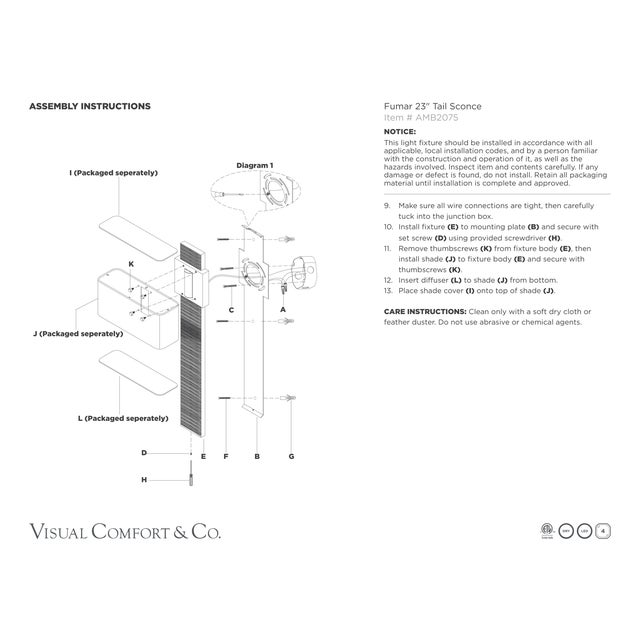 2020s Anne-Marie Barton for Visual Comfort Signature Fumar 23" Tail Sconce in Ridged Tombac with Bouclé Shade For Sale - Image 5 of 13