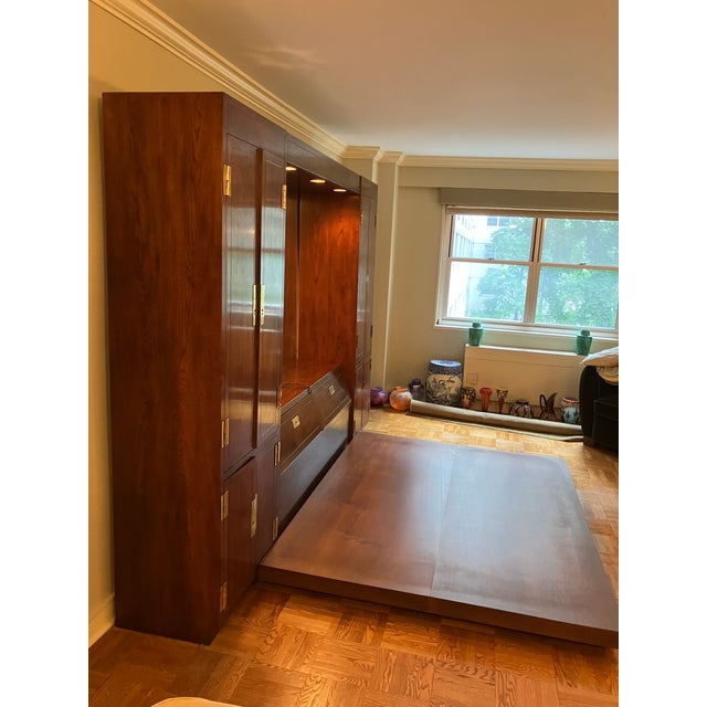 Henredon Scene 1 Queen platform bed with side storage and headboard with storage, lights and mirror. The entire unit can...