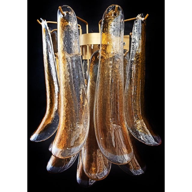 Vintage Italian Murano Wall Lights Amber Glass Petals, 1970s, Set of 2 For Sale - Image 10 of 18