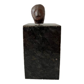 Vintage Ceramic and Stone Head Statue For Sale