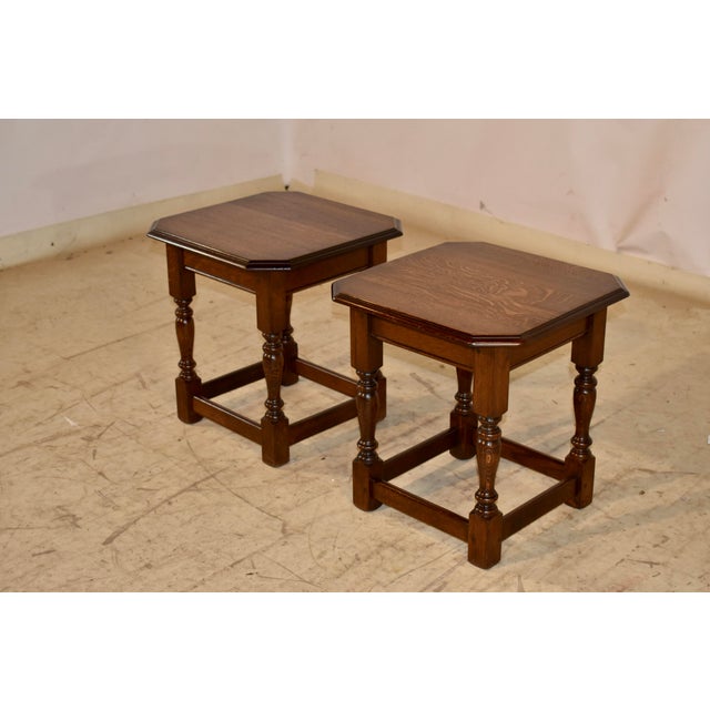 Pair of England Oak Side Tables, Circa 1900 For Sale - Image 4 of 7