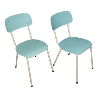 Industrial Pastel Blue Chairs, Netherlands, 1960s, Set of 2 For Sale