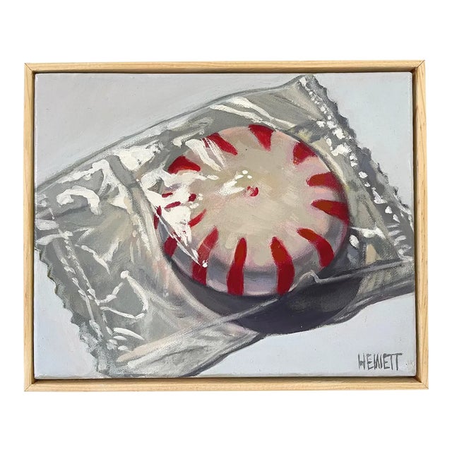 "Peppermint Swirl Candy" Contemporary Realist Still Life Acrylic Painting, Framed For Sale